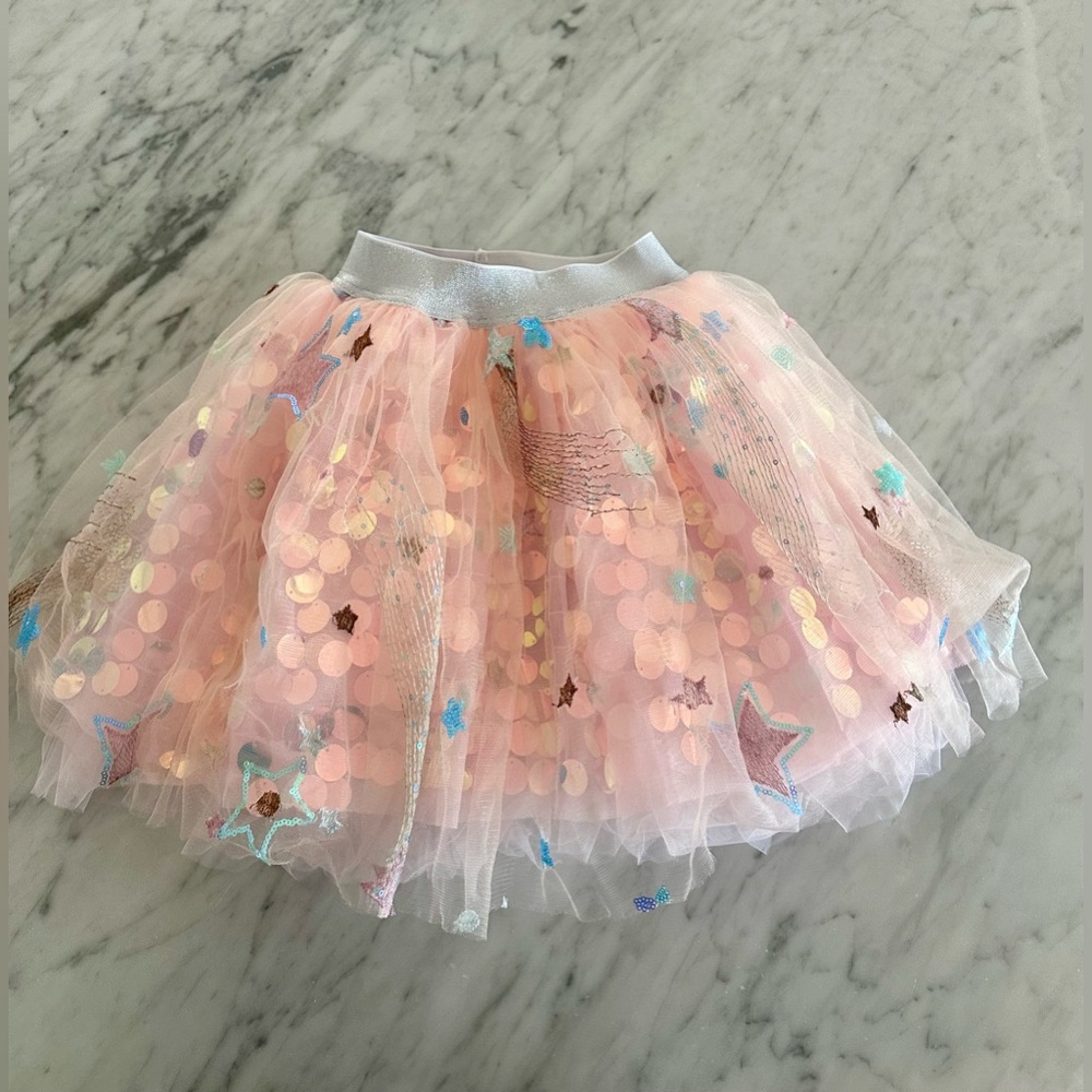 Lola + The Boys Pink Tulle Skirt with Star Accents